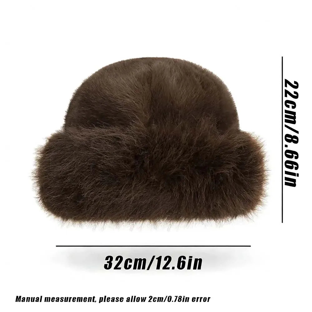 Solid Color Bucket Hat Thick Coldproof Faux Fur Basin Hats Soft Plush Fisherman Cap For Women Autumn & Winter