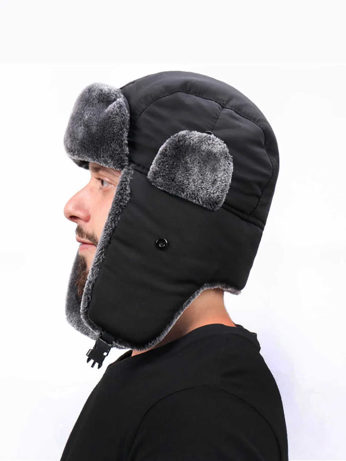 Winter Ear Protection Fisherman Hat, Outdoor Ski Hat, Thickened Faux Fur Lining, Windproof Russian Bomber Hat, Warm Fur Earmuffs, Hunter Ear Protection Cold-Proof Pilot Hat, Suitable for Extreme Cold Weather