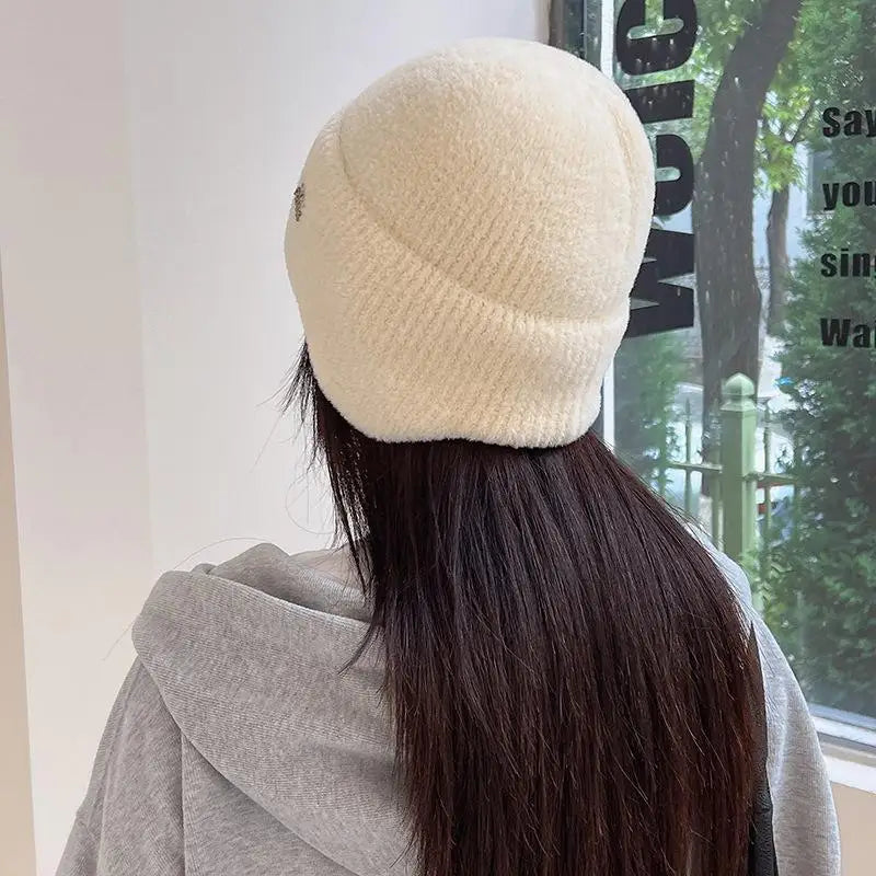 Hot Sale Women Soft Winter Hat Earflap Beanie Hat Streetwear Faux Fur Warm Caps For Female Casual Knitted Hat